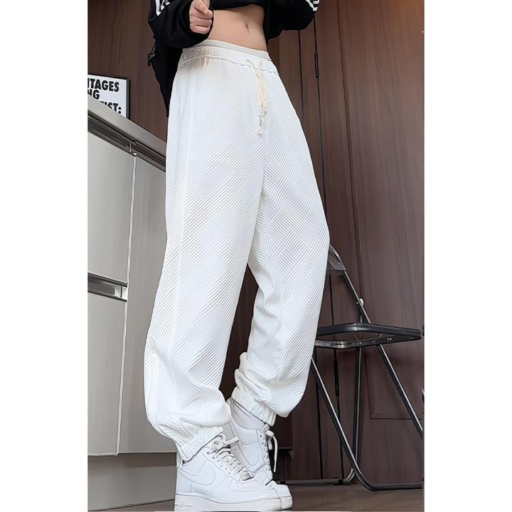 秋装新款垂感休闲裤男宽松束脚裤裤脚拉链开叉微弹力卫裤长裤子