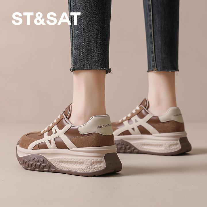 星期六拼色德训鞋女款2025秋季新款复古阿甘鞋潮牌休闲德美拉女鞋