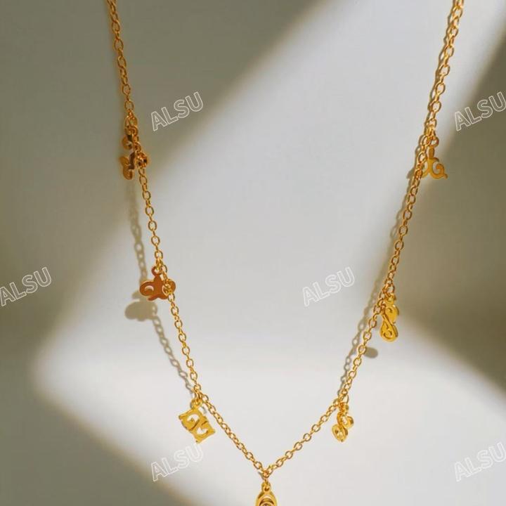 合金项链 ALSU原创经典多元素锁骨链长度可调节百搭简约时尚轻奢