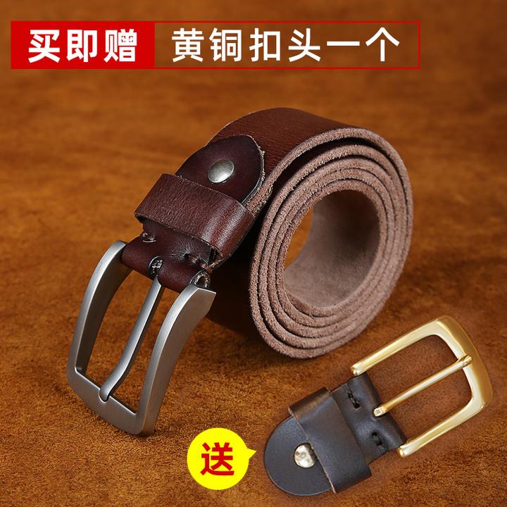 男士皮带手工腰带纯牛皮针扣款扣头高端男士必备加厚真皮裤带复古