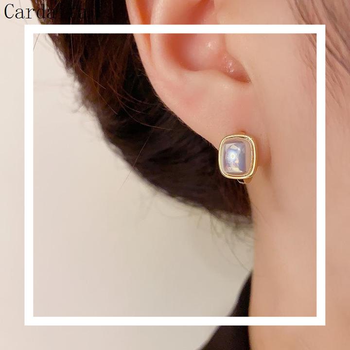 铜合金锆石耳饰 复式港风冷淡风优雅素款设计感温柔时尚百搭气质