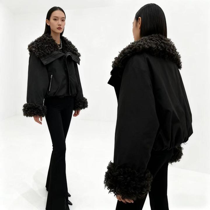 毛毛大码外套洋气秋季新款爆款设计百搭欧货时尚皮毛一体女外套
