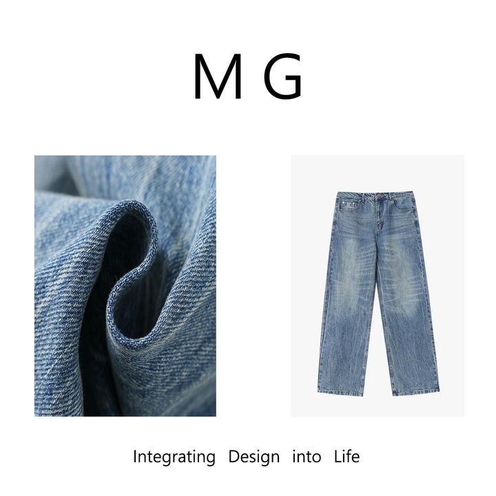 木岸MUAN：《公路牛仔》定制复古美式怀旧宽松水洗牛仔裤DG-80028