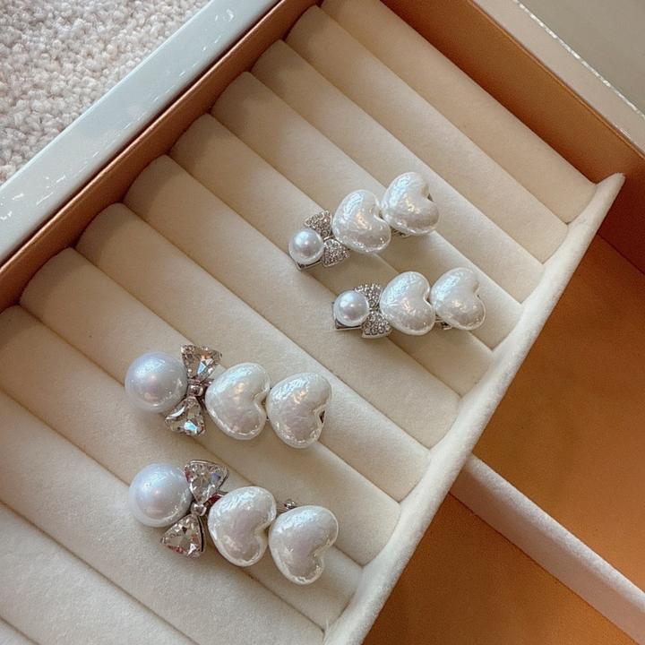 名媛气质小香风满钻蝴蝶结发夹头饰韩国高级感爱心鸭嘴夹一字夹女