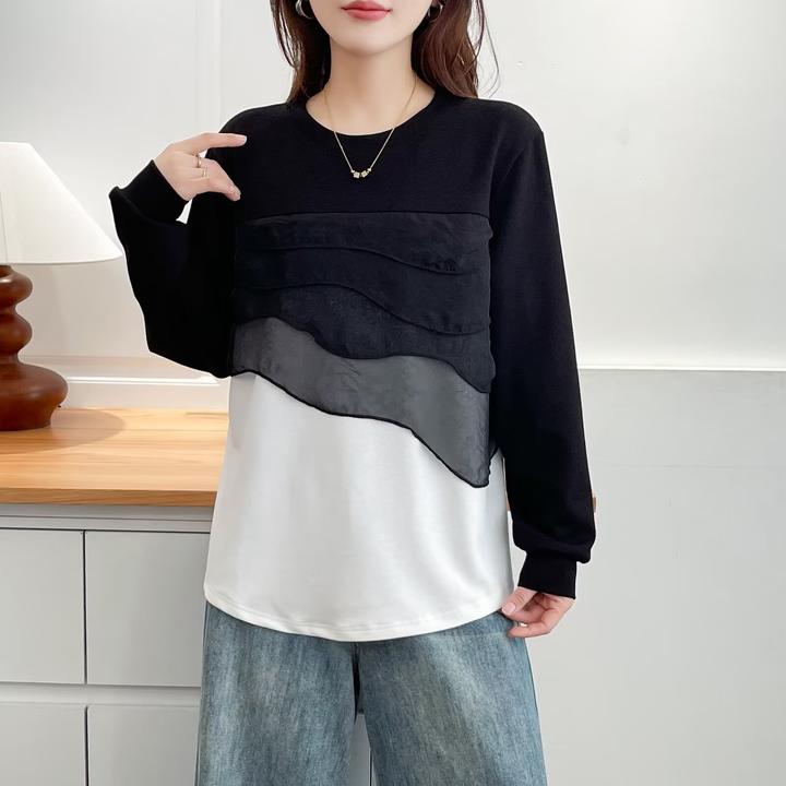 【小波浪】大码女装 胸106-130波浪网纱时尚T恤173#