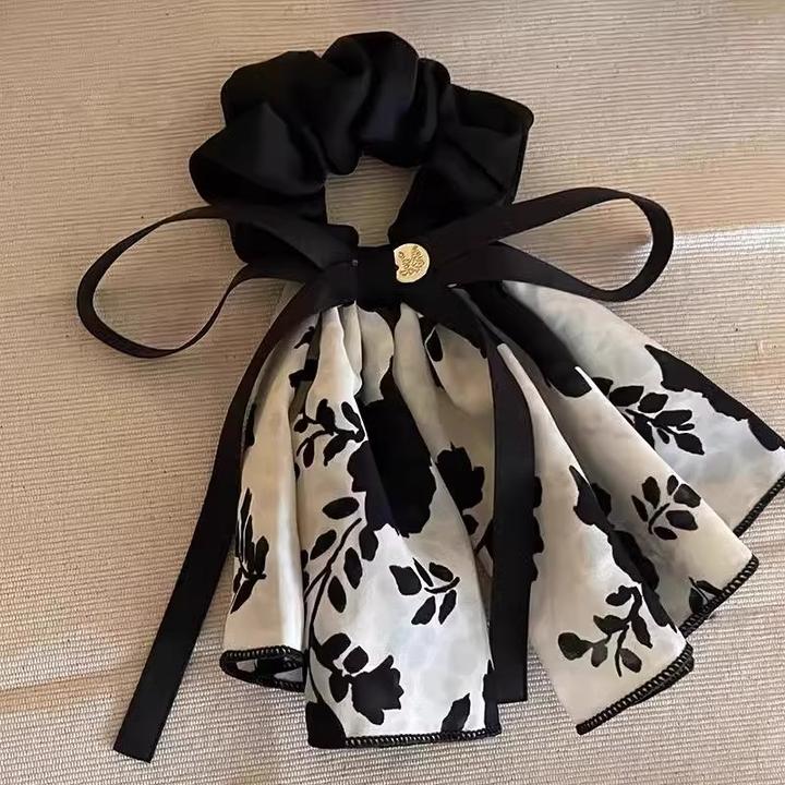 温柔书香~复古蝴蝶结飘带发圈头绳2025新款花朵女扎头发绳盘发器