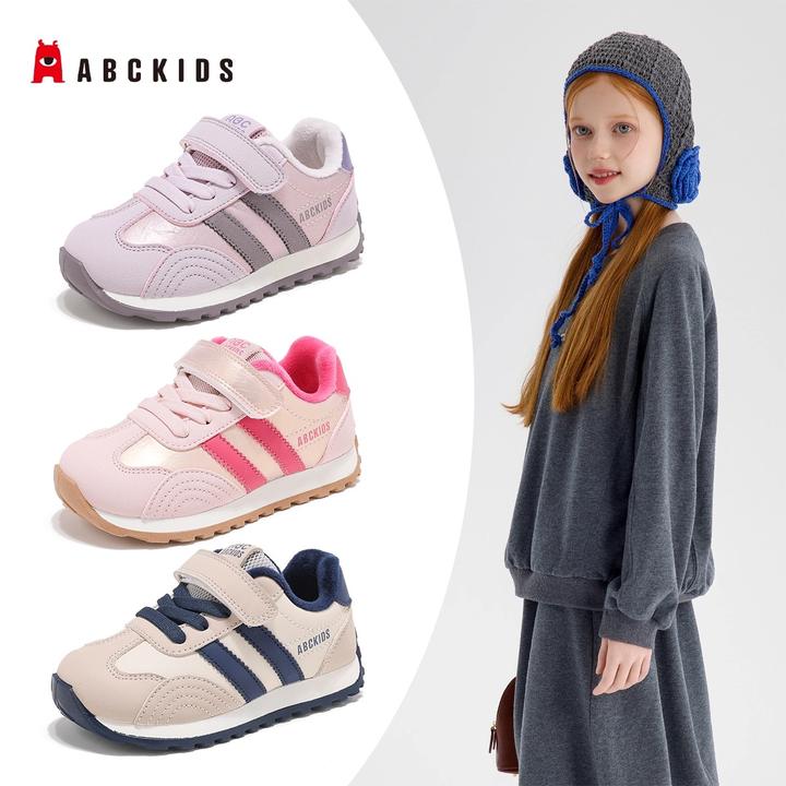 Abckids冬季步鞋男女儿童鞋休闲风防滑儿童透气运动鞋软底
