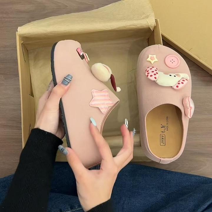 网红可爱包头半拖鞋女外穿2025年春夏季新款厚底增高外穿时尚百搭