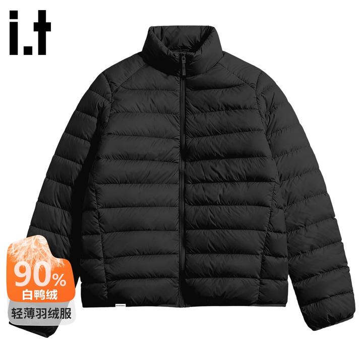 it FINGERCROXX保暖羽绒内胆男冬季黑色轻薄款立领排骨羽绒服外套