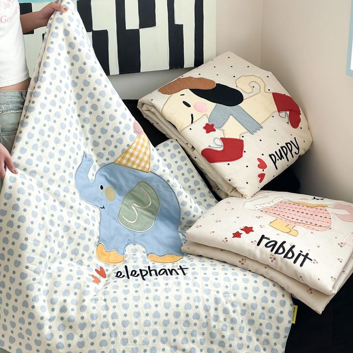秋冬新款母婴A类全棉双层纱原创贴布绣被透气冬季亲肤柔软可机洗