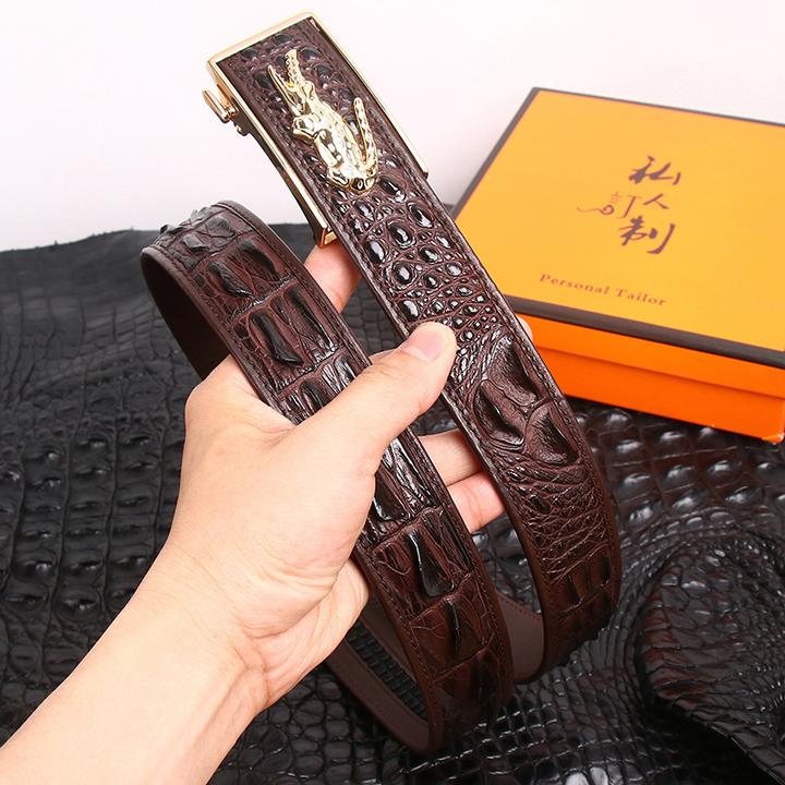 泰国轻奢鳄鱼皮皮带男真皮高档奢华高级质感正品自动扣男士裤腰带
