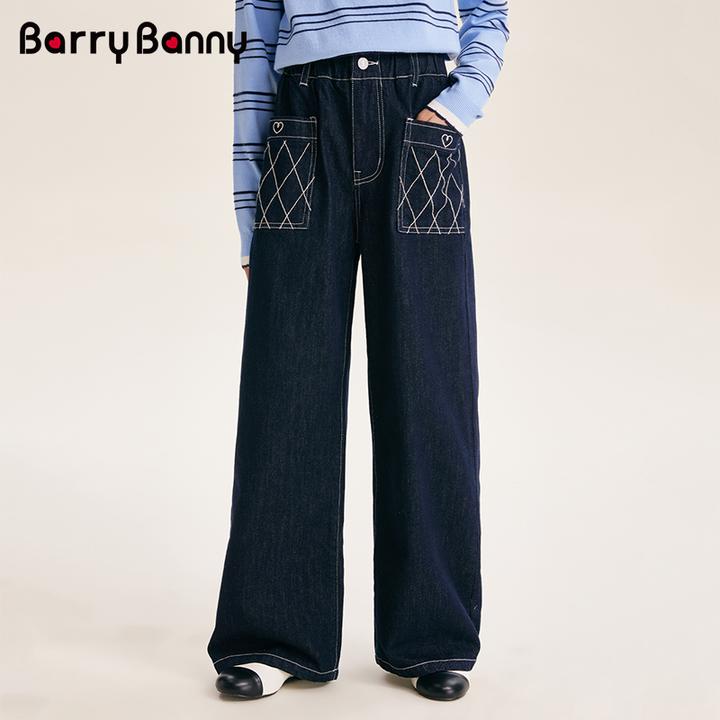 BarryBanny2025秋冬新款女童牛仔裤慵懒休闲百搭阔腿裤宽松显瘦