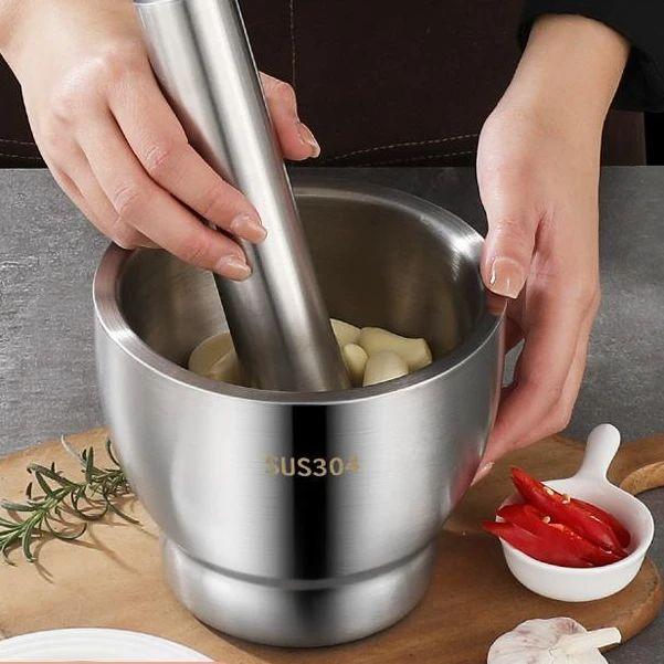 304不锈钢电动捣蒜器石臼家用研磨罐擂钵对窝蒜臼子手摇多功能厨