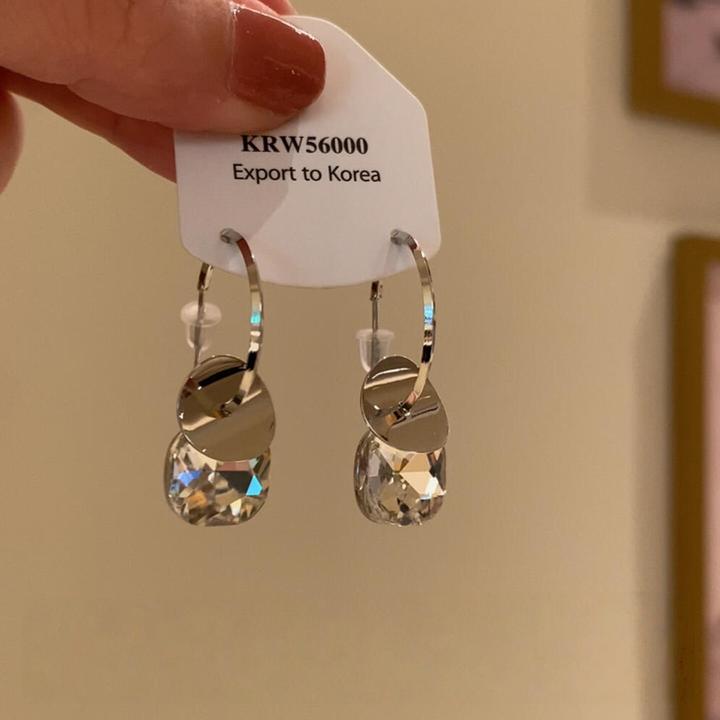 铜合金耳饰 清冷感银色方糖耳环独特小众设计高级感气质百搭耳饰