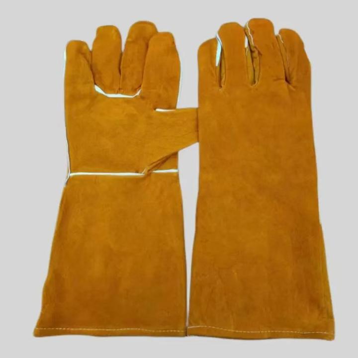 长款双层牛皮电焊手套耐磨防护焊工氩弧焊专业手套夏季防火隔热专