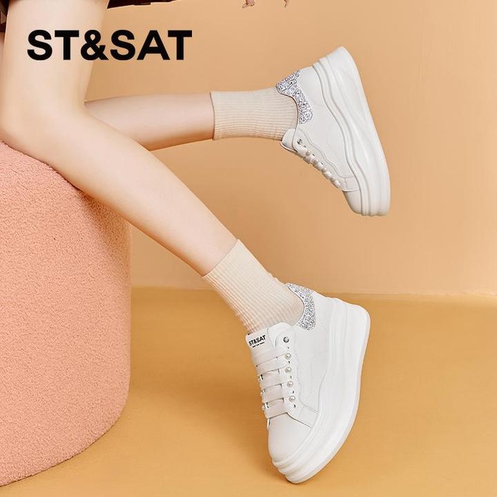 星期六小白鞋女鞋2025春新款厚底运动简约大头鞋增高休闲时尚板鞋