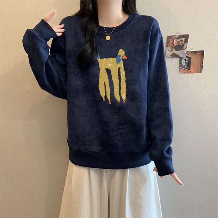 美式复古扎染圆领卫衣女2025年秋冬季新款宽松慵懒风上衣外套加厚