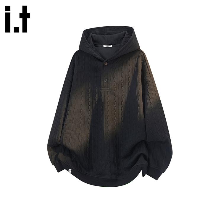 i.t:CHOCOOLATE麻花连帽卫衣男士2025秋冬款美式宽松休闲上衣外套
