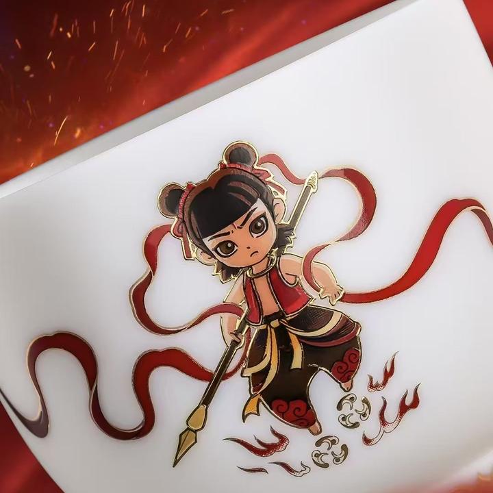 景德镇创意哪吒盖碗单杯茶个人自用送人礼品杯