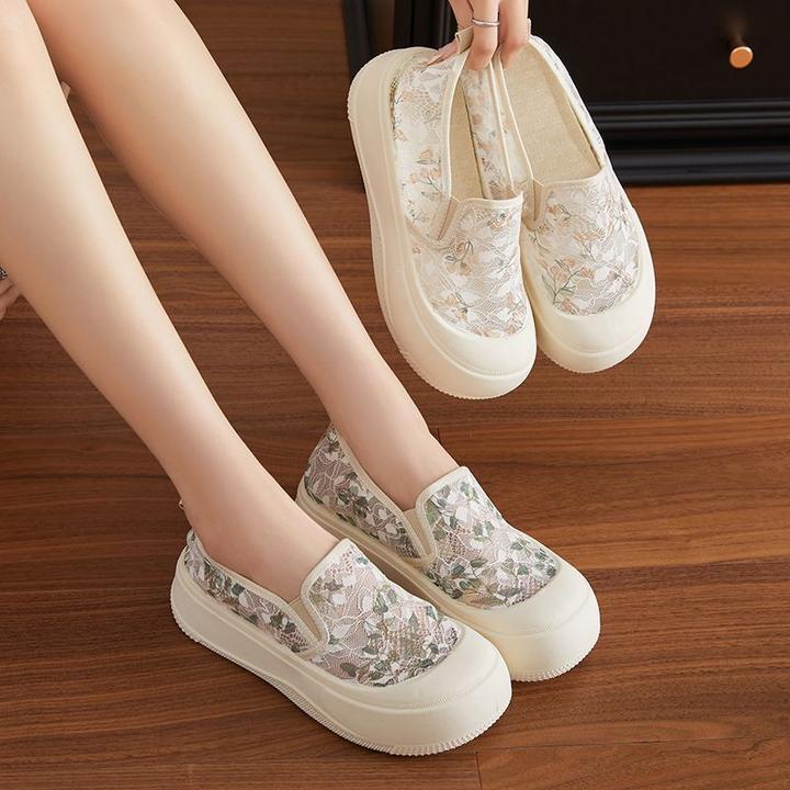 透气百搭老北京布鞋女春季防滑帆布鞋厚底舒适懒人鞋民族风渔夫鞋