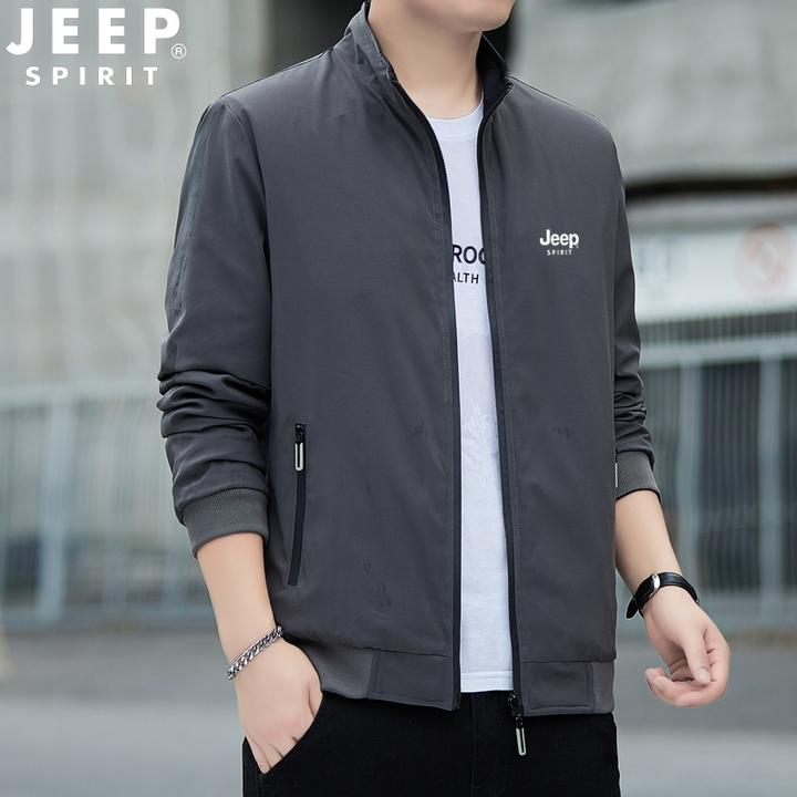 JEEP吉普双面穿夹克男士春秋季时尚休闲大码立领上衣茄克男士外套