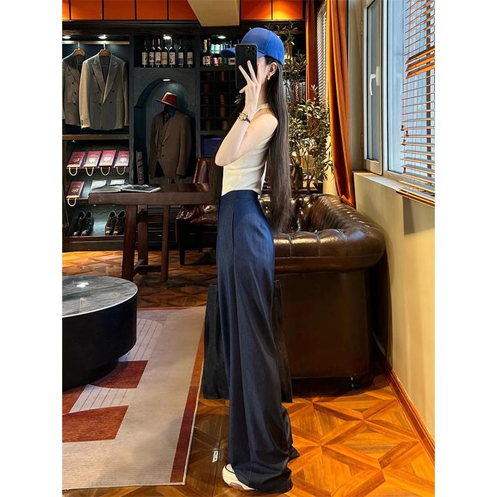 2025春夏季新款修身显瘦气质时尚设计感无袖上衣休闲直筒宽松长裤