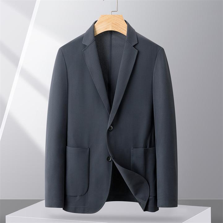 夏季男士薄款透气商务简约西服男款简约百搭休闲长袖单西82421