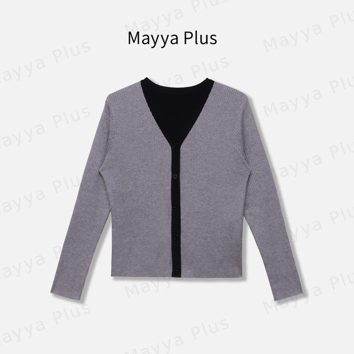 【翻译官】Mayya Plus麦芽定制韩系流光风V领针织开衫上衣32536802