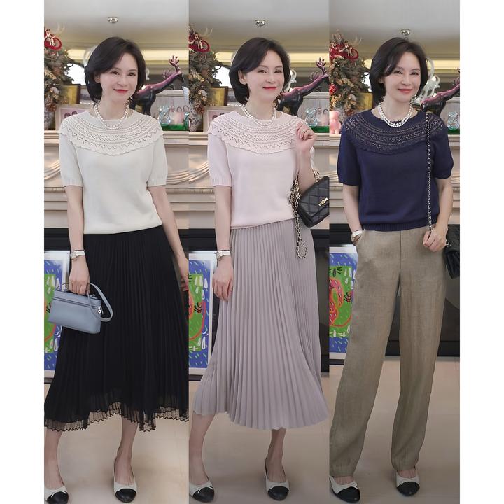 我是摩羯 巴黎歌剧院 三源色棉台湾和纸岛精镂空钩花秋针织衫