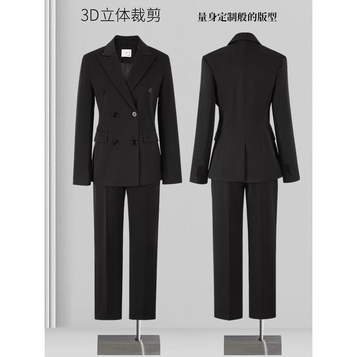 黑色西装洋气女2025新款秋冬职业气质教资面试正装大学生西服外套