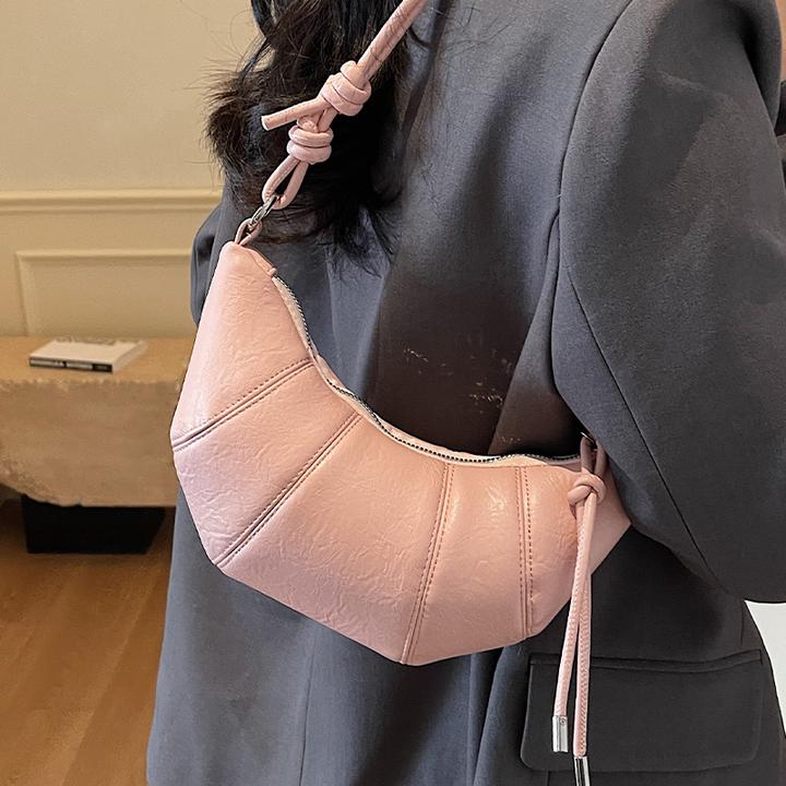 银色包包女款2025新款流行爆款小众设计单肩包高级质感斜挎牛角包