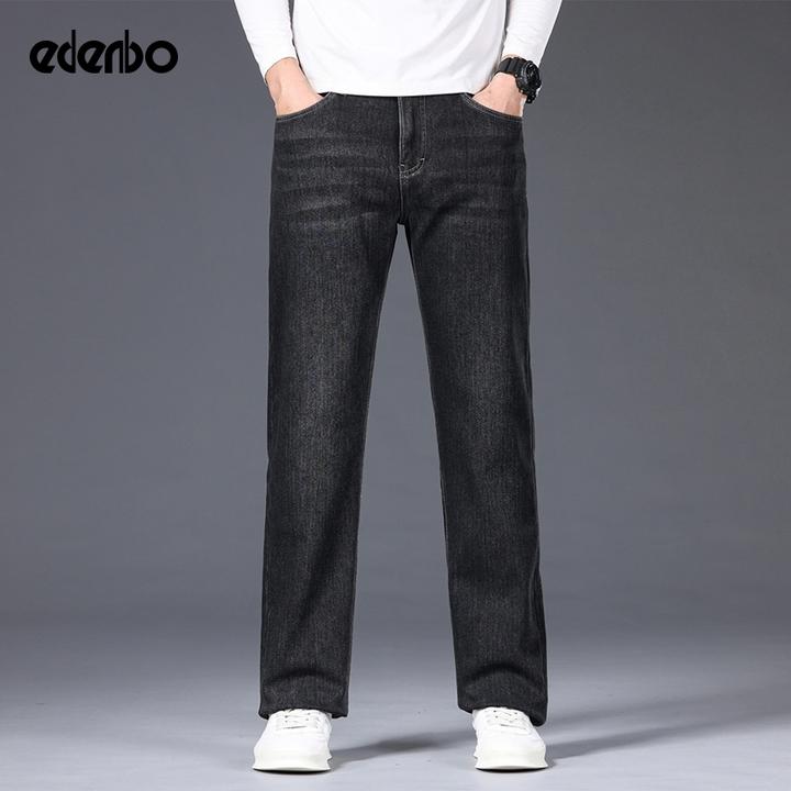 【商场同款】爱登堡厚款牛仔裤男士冬季25新款直筒保暖休闲裤子男士