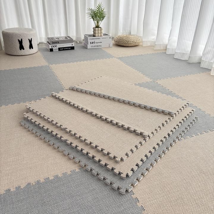 新款仿剑麻拼接地垫卧室地毯客厅床边毯大面积阳台榻榻米垫60*60