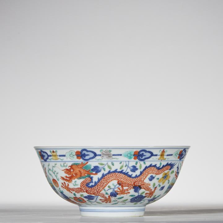 【预展勿拍】19、清道光 五彩龙凤纹碗【祥德76拍卖】