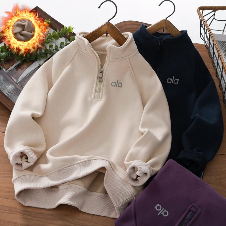 男童加绒卫衣半高领冬季2025新款中大童奥粒绒加厚儿童装印花长袖