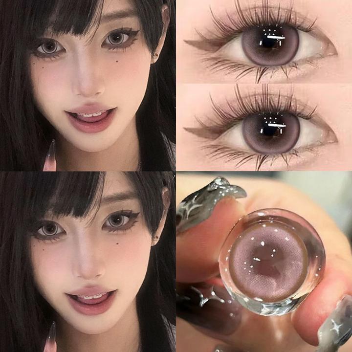 琪瞳半年抛粉色沙滩珍宝珠粉美瞳学生党大直径狗狗眼热卖隐形眼镜