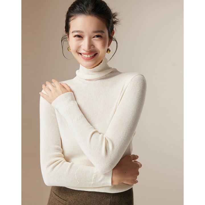 T朗文斯汀2025冬装新款时尚显瘦高领针织打底衫堆堆领修身百搭