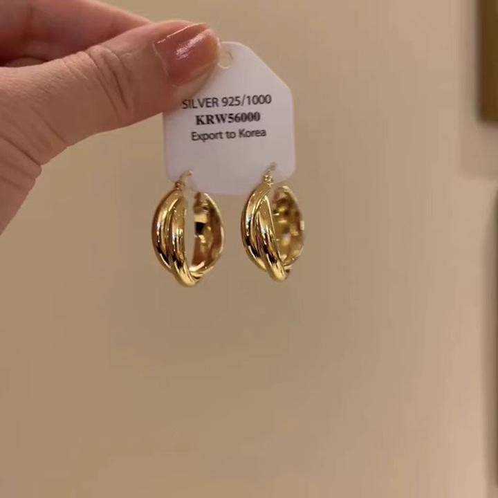 铜合金耳饰 金属感交叉几何耳环女时尚小众设计感ins冷淡风耳饰