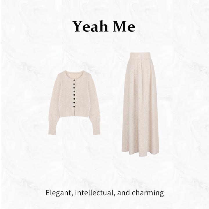 Yeah Me/也觅【茉莉花】冬季简约风高级感休闲羊毛上衣半身裙套装女