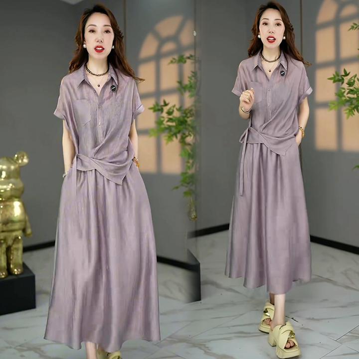 高级感简约气质时尚套装女2025年夏季新款翻领衬衫半身裙两件套潮