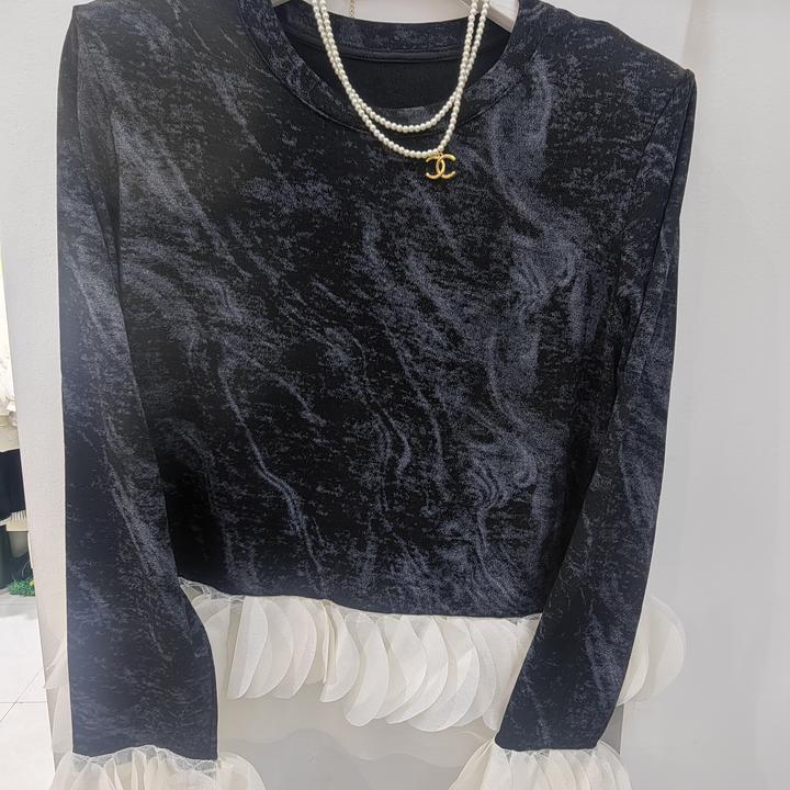 名媛上衣短款长袖高级气质蕾丝时尚百搭女士