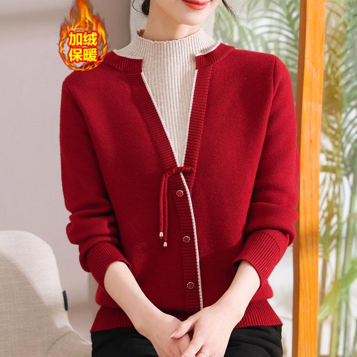 新中式妈妈秋冬装2025新款针织打底衫中老年女装国风加厚保暖毛衣
