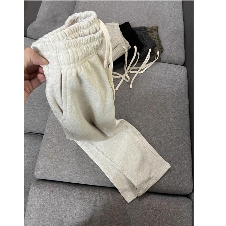 美式重磅春秋款针织毛圈运动休闲纯色男女直筒裤宽松百搭卫裤长裤