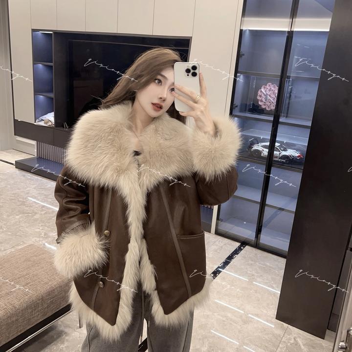【粉丝专享】狐狸毛秋冬设计师款皮羽绒女短款鹅绒外套#BHHNS8328