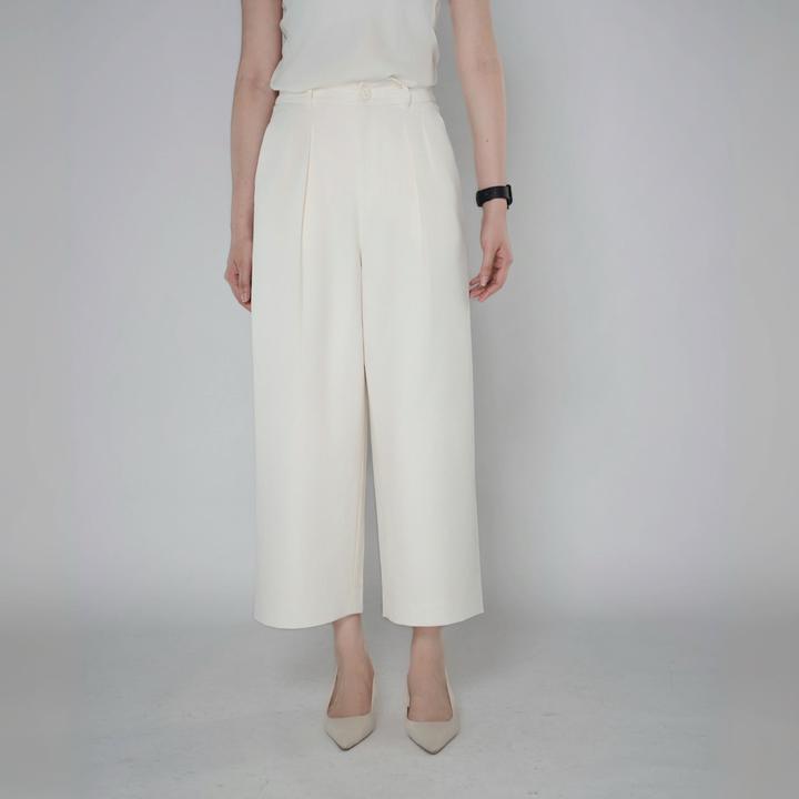 AMASS/阿玛施新款老钱风女高腰通勤百搭西装九分阔腿直筒裤510031