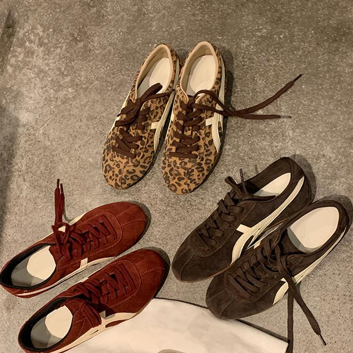 真皮~复古拼色内增高德训鞋女秋2025新款百搭平底软底系带休闲鞋