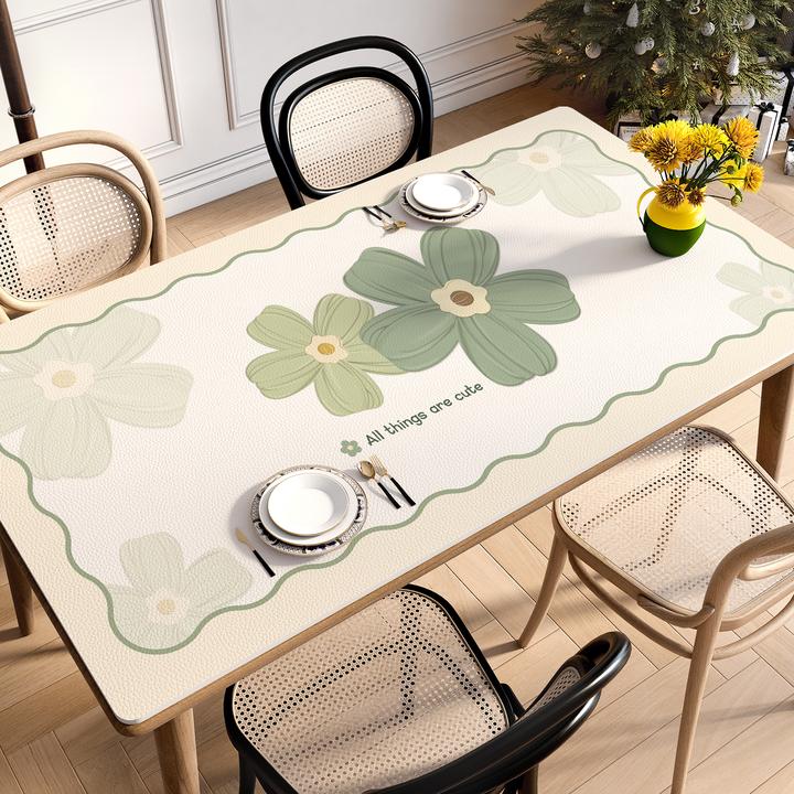 植物花卉餐桌垫免洗防水防油防烫隔热桌布简约高级感家用茶几垫子