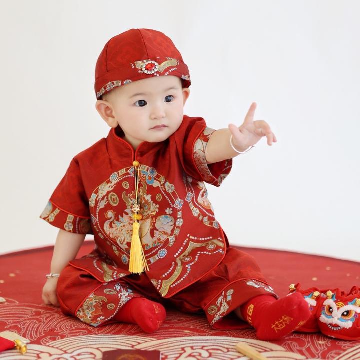 春秋2025周岁礼服男女宝宝中国风生日宴满月百天抓周衣服夏装唐装