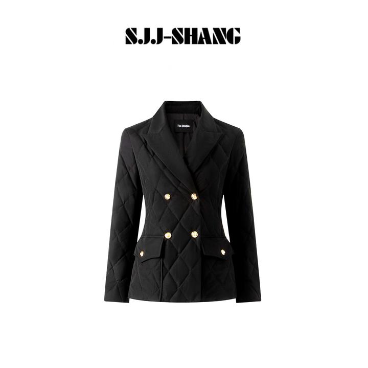 SJJ-SHANG【金巧】经典菱形格匈牙利90鹅绒羽绒服q136170p