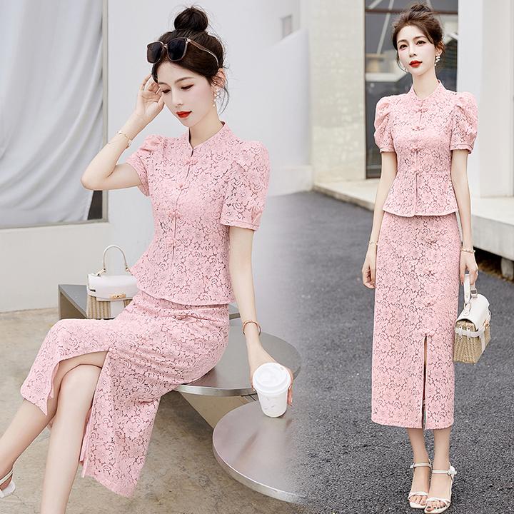 旗袍连衣裙女2025年夏季新款今年流行漂亮套装裙新中式风年轻款